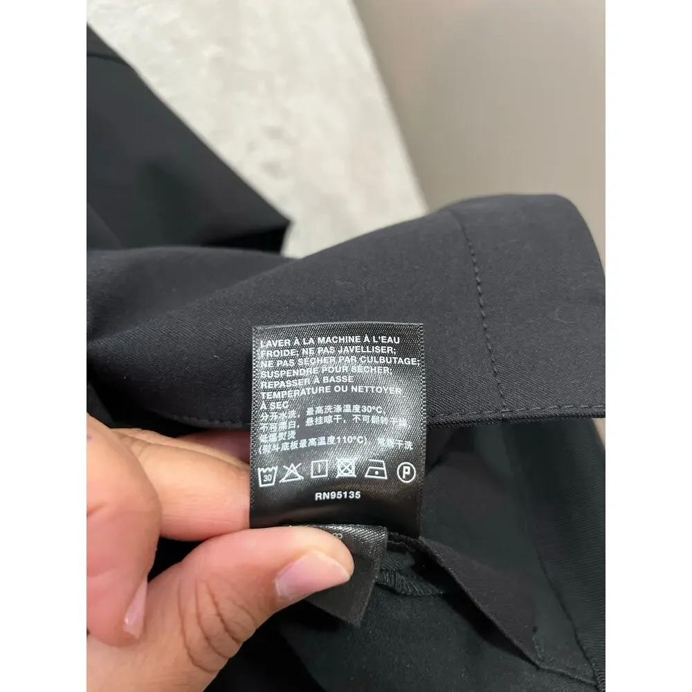 LAFAYETTE 148‎ Stretch Twill Collarless Shirt Jacket Black Small Chic Minimalist